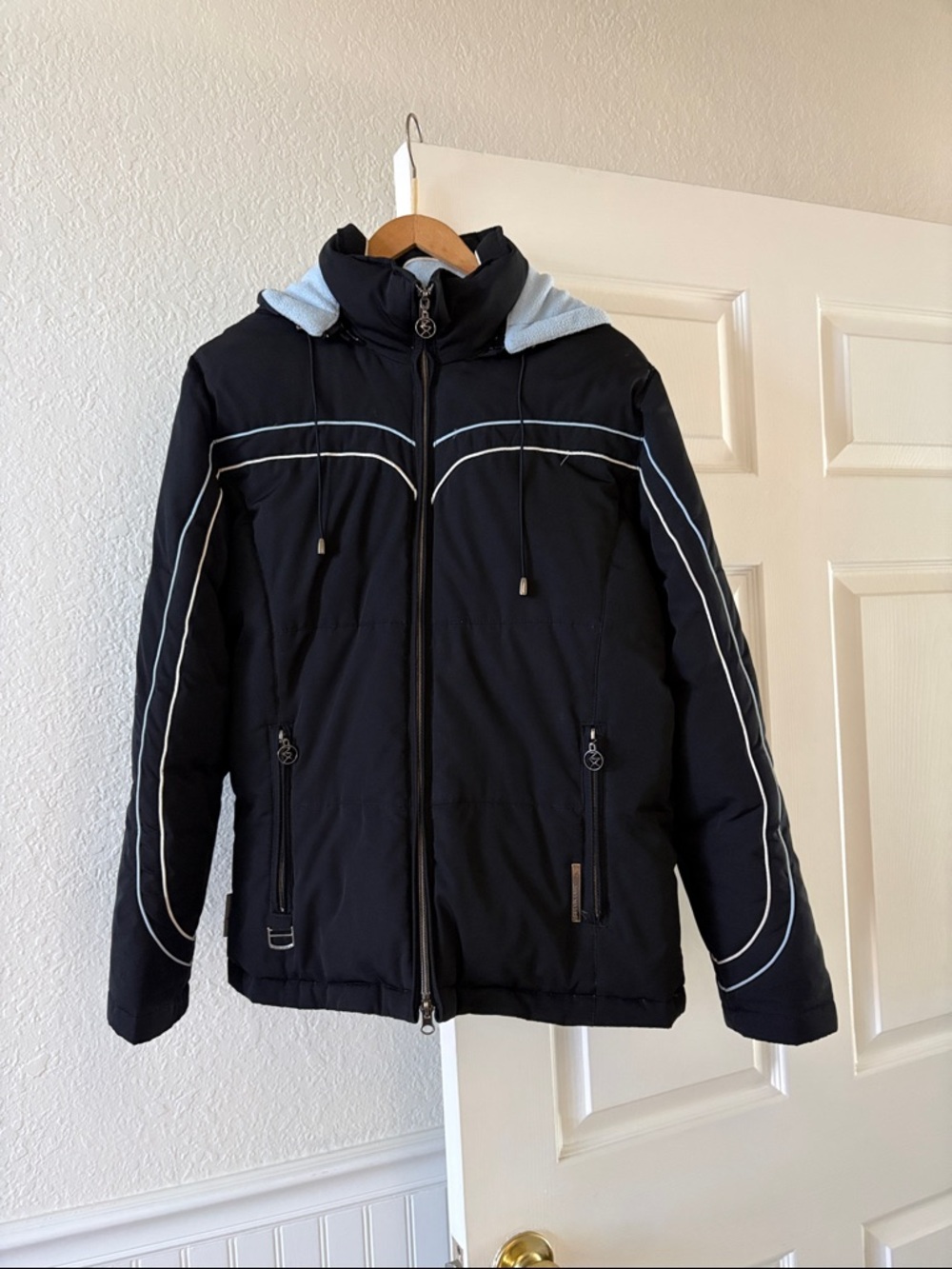 ZeroXposur Black Puffer Jacket with Light Blue Accents
